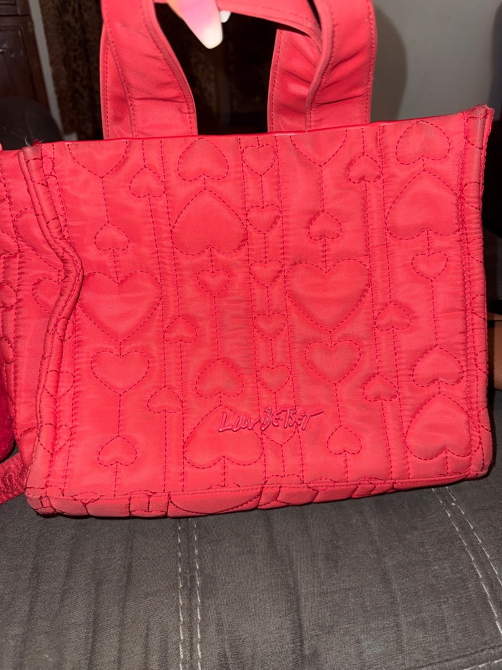 Blue by Betsey Johnson Red Quilted Heart Mini Tote